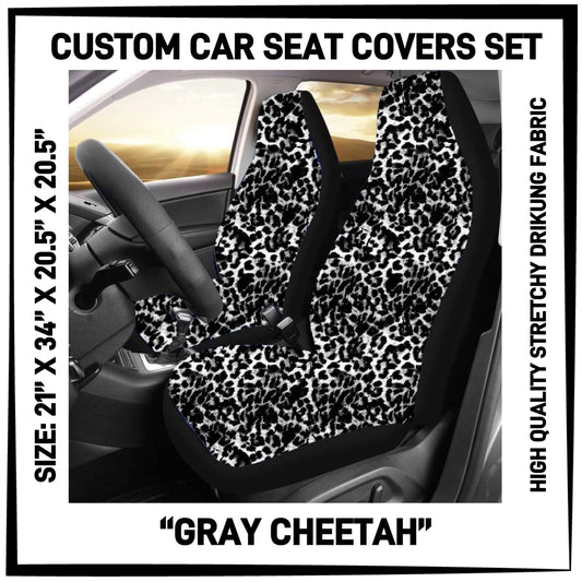 RTS - Gray Cheetah Car Seat Covers Set of 2