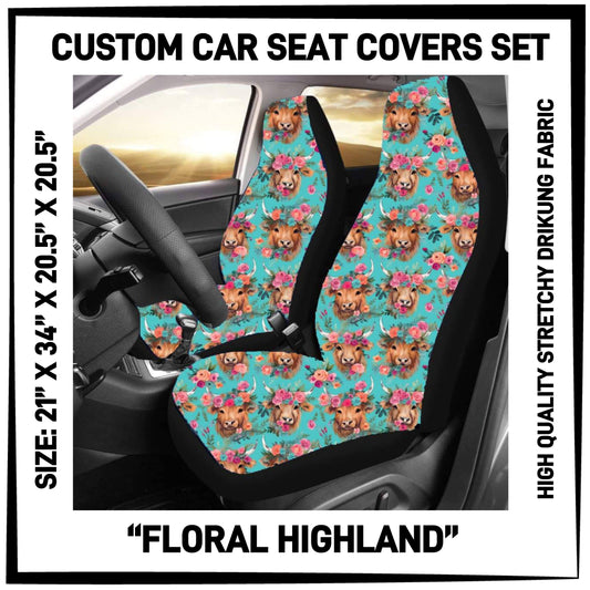RTS - Floral Highland Car Seat Covers Set of 2