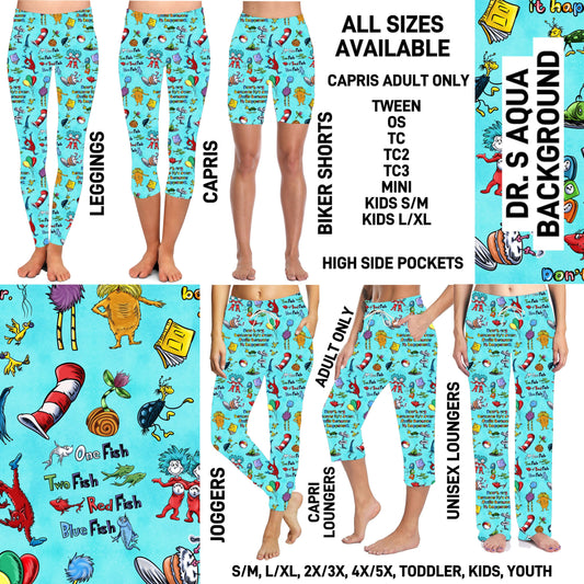 DR2S - Dr. S Aqua Background Biker/Capris/Leggings with High Side Pockets - Preorder ETA: Mid-Jan