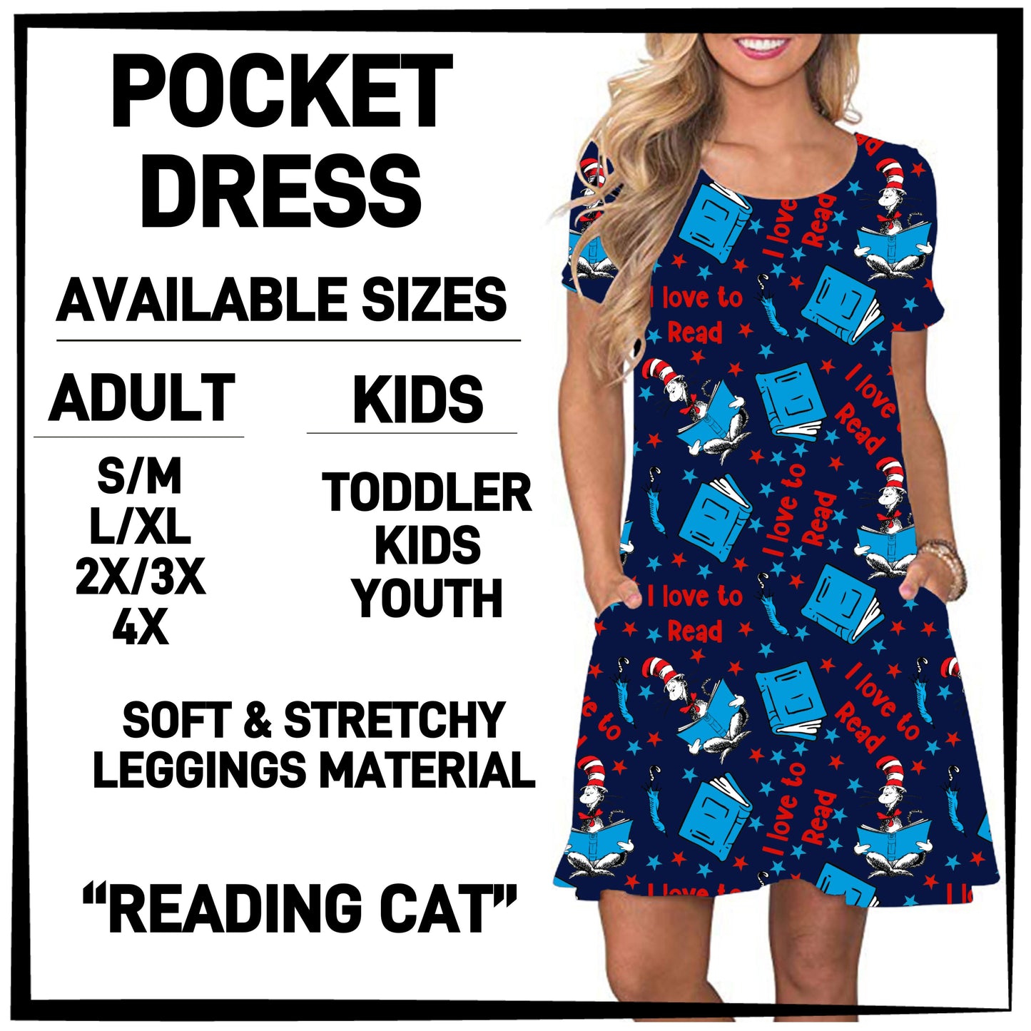 DR2S - Reading Cat Pocket Dress - Preorder ETA: Mid-Jan