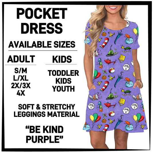 DR2S - Be Kind Purple Pocket Dress - Preorder ETA: Mid-Jan