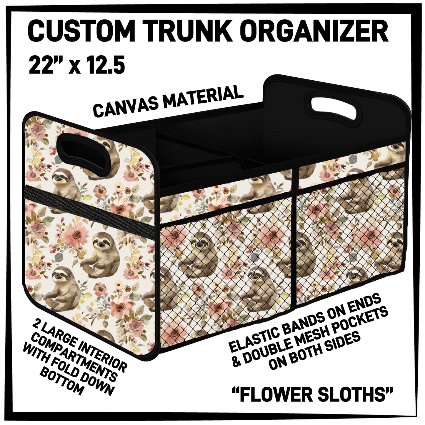 C3TO - Flower Sloths Car Trunk Organizer - Preorder ETA: Mid-Jan