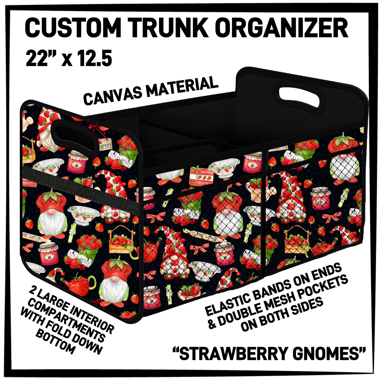 C3TO - Strawberry Gnomes Car Trunk Organizer - Preorder ETA: Mid-Jan