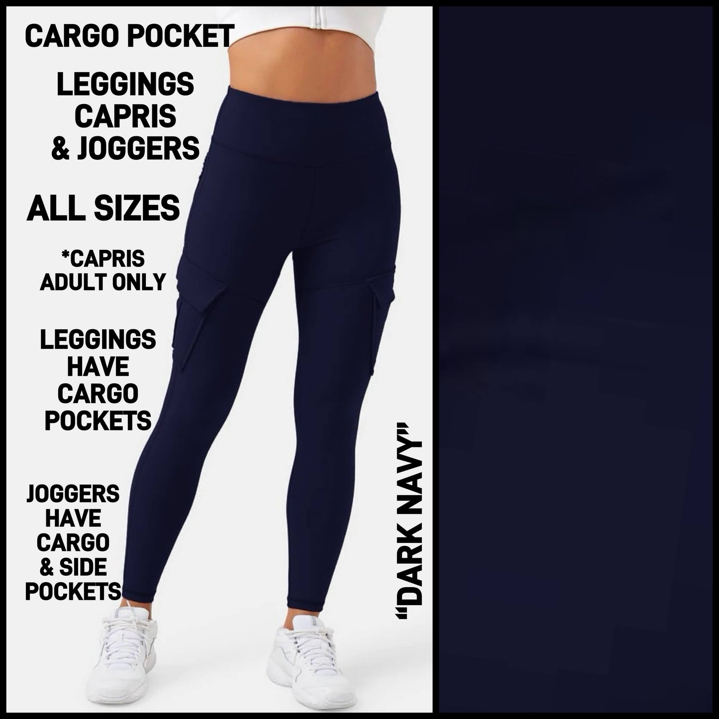 CA3P - Dark Navy Capris/Leggings/Unisex Joggers with Cargo Pockets - Preorder ETA: Late Jan