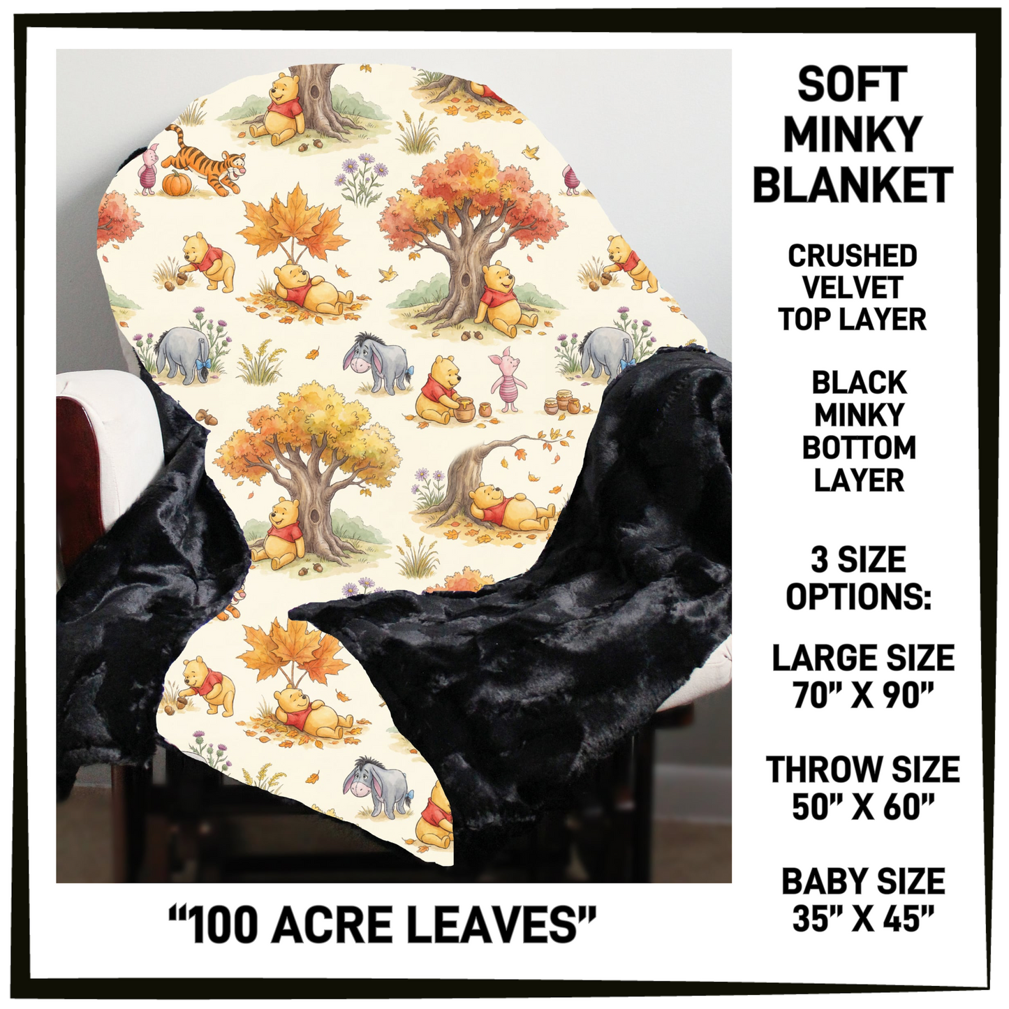 AU1M - 100 Acre Leaves Minky Blanket - Preorder Closing 9/2 ETA: Late Oct