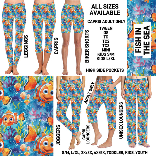 P1FT - Fish in the Sea Biker/Capris/Leggings with High Side Pockets - Preorder ETA: Late Jan