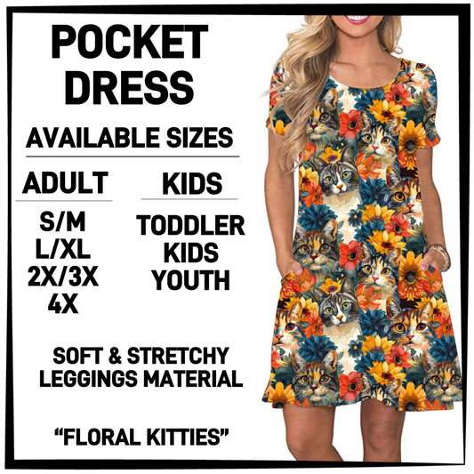 P1FT - Floral Kitties Pocket Dress - Preorder ETA: Late Jan