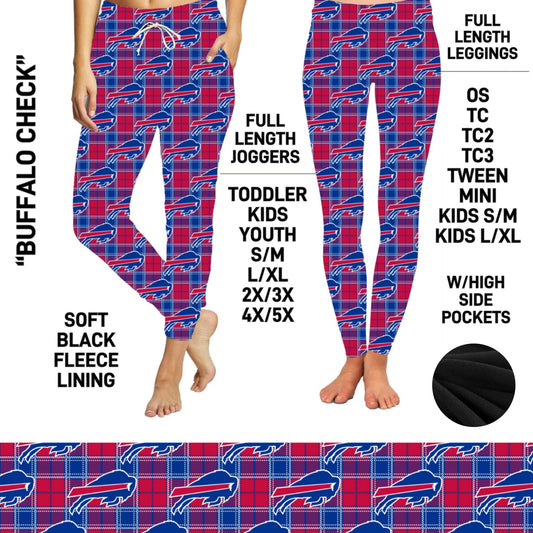 FL6C - Buffalo Check Fleece-Lined Leggings/Unisex Joggers - Preorder Closing 9/8 ETA: Early Dec