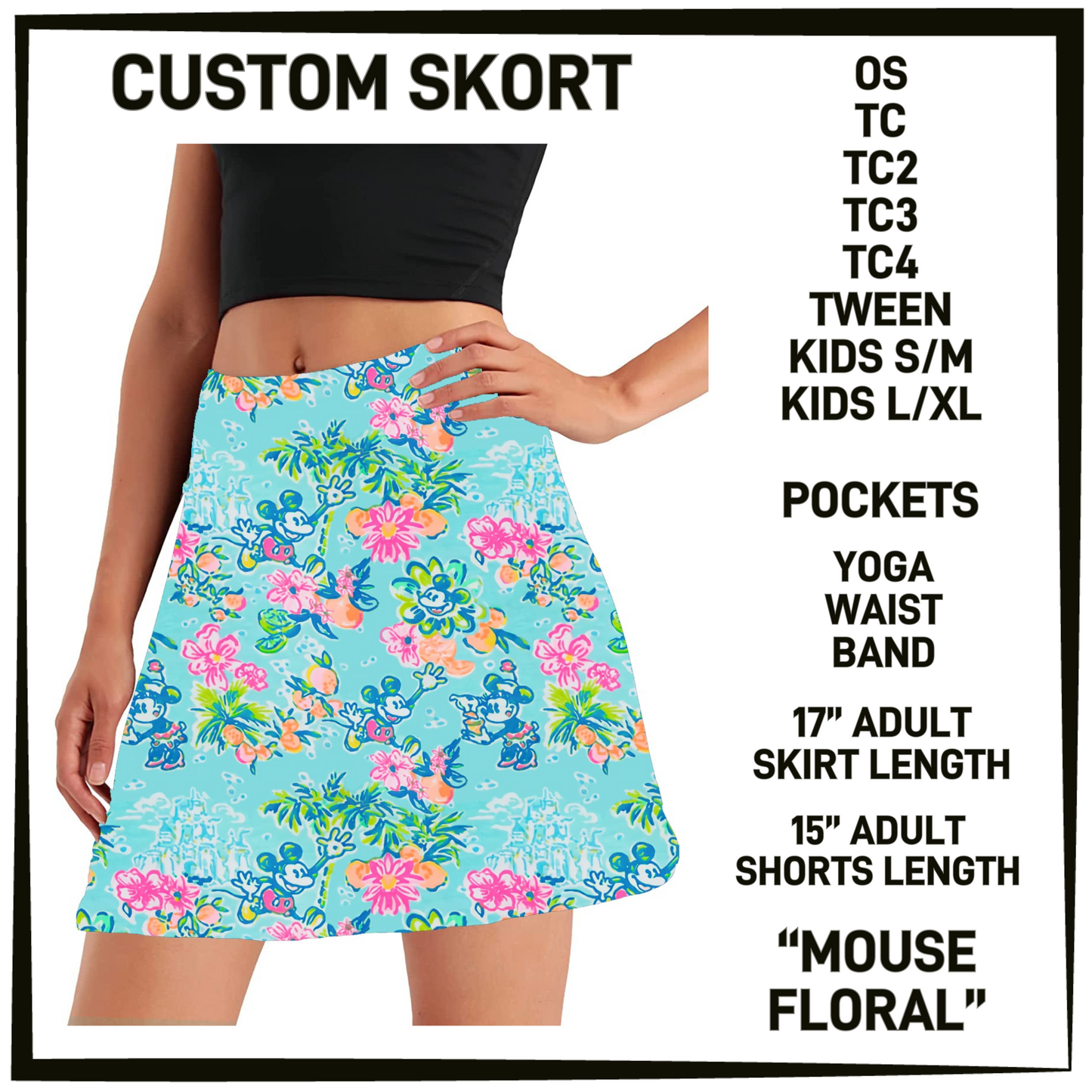 S0RK - Mouse Floral Skort with Pockets - Preorder Closing 5/7 ETA: Early July
