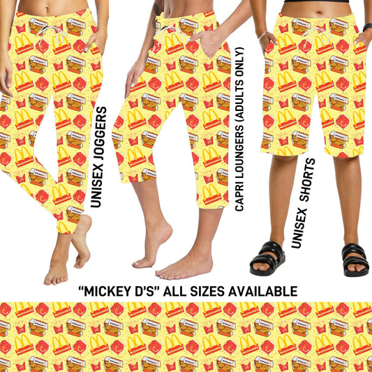 221BT - Mickey D's Full Joggers/Capri Loungers/Unisex Shorts - Preorder ETA: Mid-July