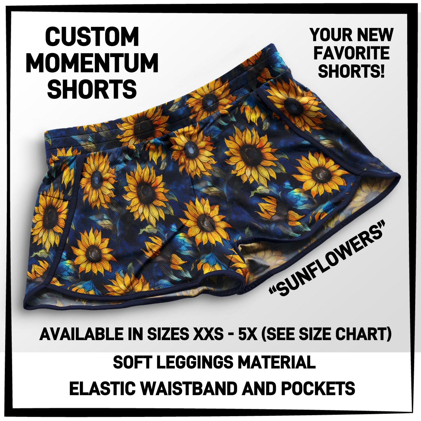 MO1T - Sunflowers Momentum Shorts with Pockets - Preorder Closing 5/19 ETA: Mid-July