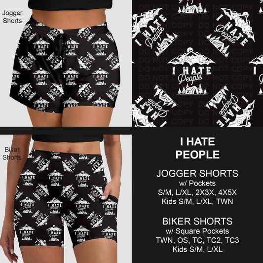 B281 - Preorder I Hate People Jogger/Biker Shorts (Closes 3/25. ETA: early June)