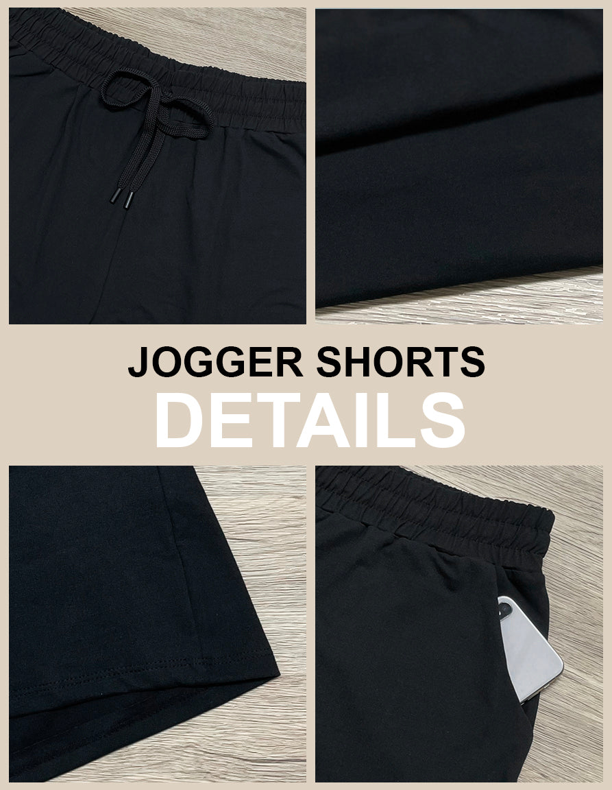 RTS - Solid Black Jogger Shorts
