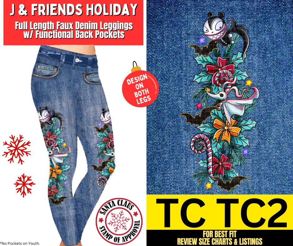 J & Friends Holiday Full Length Faux Denim w/ Side Leg Designs