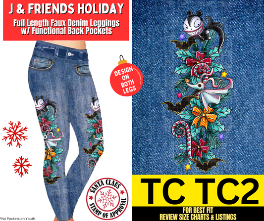 J & Friends Holiday Full Length Faux Denim w/ Side Leg Designs