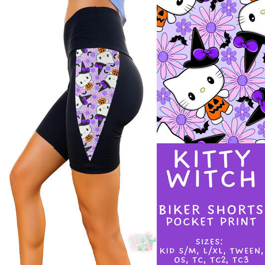 Batch #568 - Halloween Spooky Sets 3 - Closes 8/12 - ETA early October - Kitty Witch Side Panel Biker Shorts