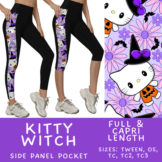 Batch #568 - Halloween Spooky Sets 3 - Closes 8/12 - ETA early October - Kitty Witch Pattern Side Pocket Capris & Leggings