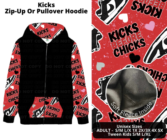 Preorder! Closes 11/27. ETA Feb. Kicks Zip-Up or Pullover Hoodie