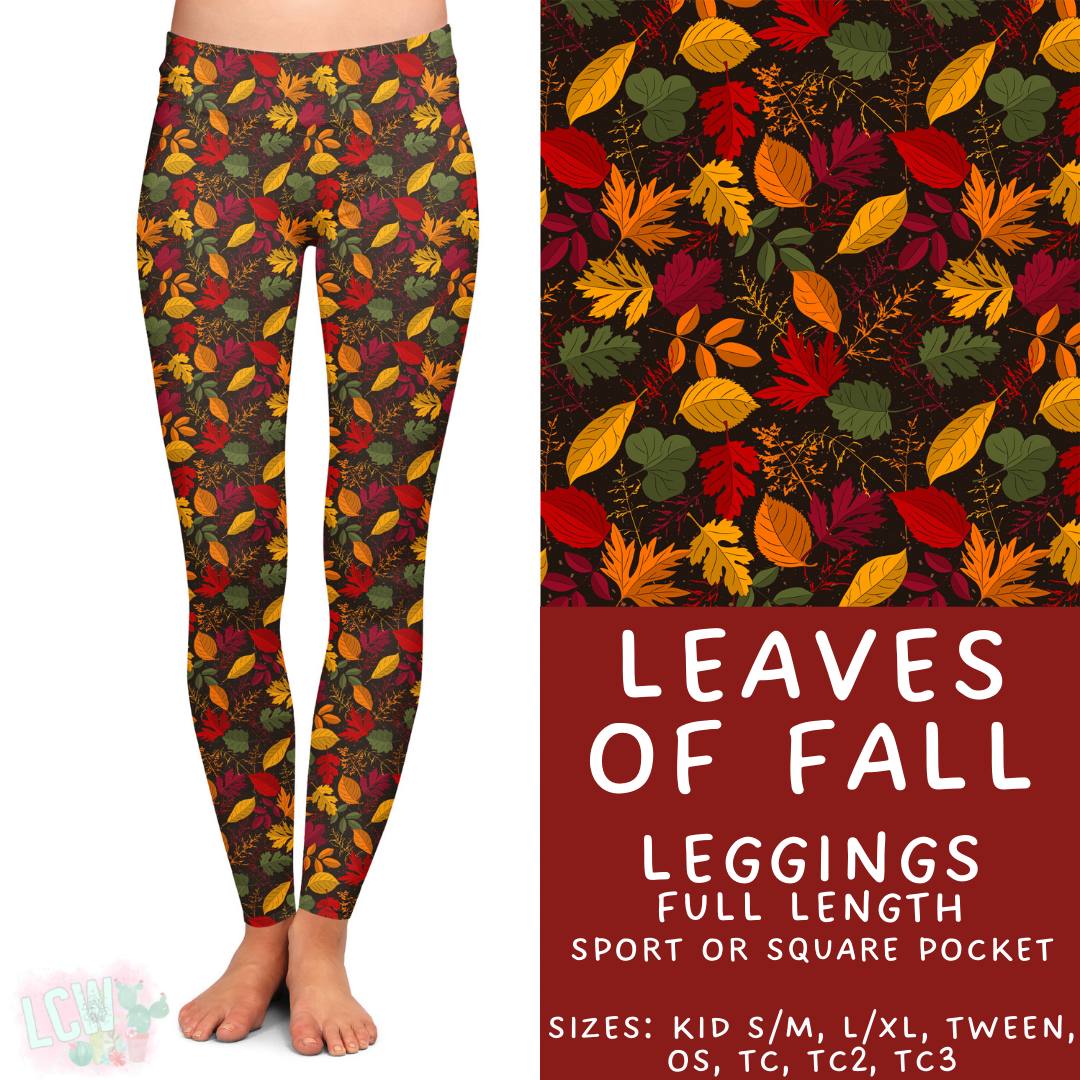 Ready to Ship - Leaves of Fall Full Length Leggings - Sport Pocket TC2
