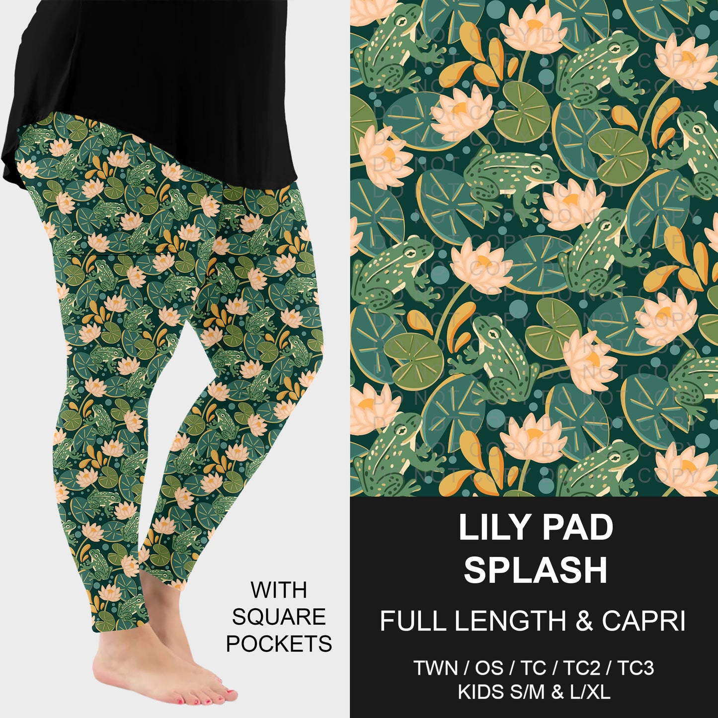B319 - Preorder Lily Pad Splash Leggings w/ Pockets (Closes 11/01. ETA: early Jan.)