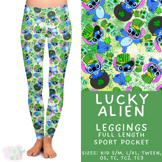 Ready to Ship Lucky Alien Full Length Leggings - Sport Pocket TC2