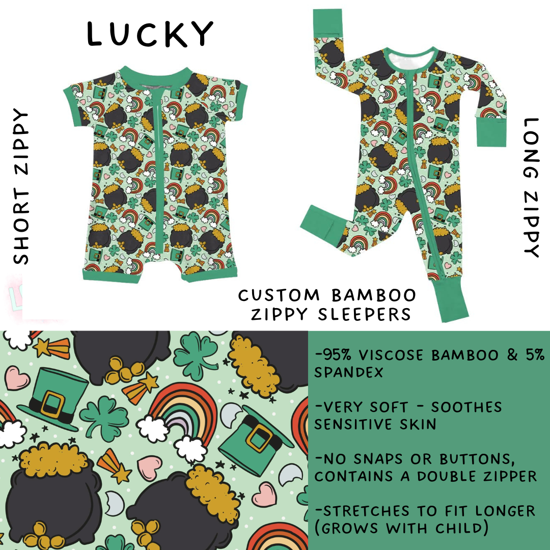 Ready to Ship - Lucky Long Zippy Sleeper - 18 -24 mos, 2T & 3T