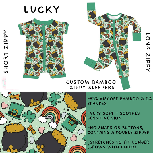 Ready to Ship - Lucky Long Zippy Sleeper - 18 -24 mos, 2T & 3T