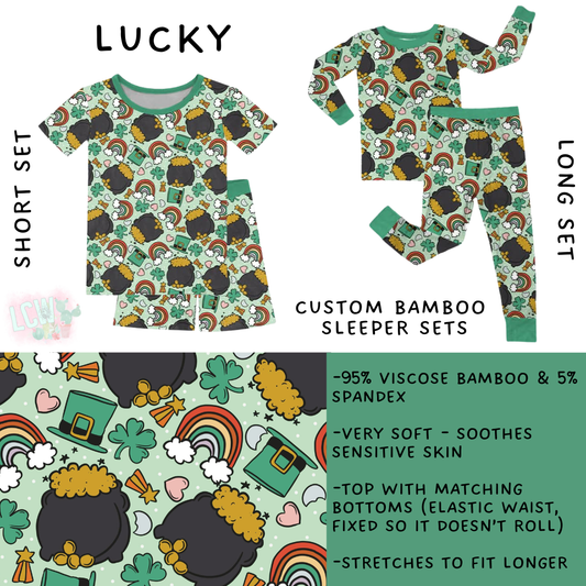 Ready to Ship - Lucky Bamboo Short Set - 16 & Long Sleeper Set - 3-6 Month, 5T, 7 & 8