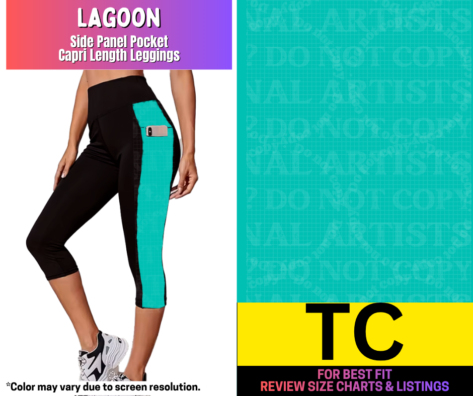 Lagoon Side Panel Pocket Capri Length Leggings