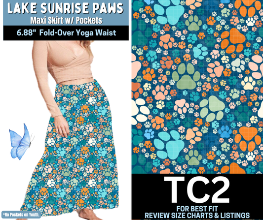 Lake Sunrise Paws Maxi Skirt