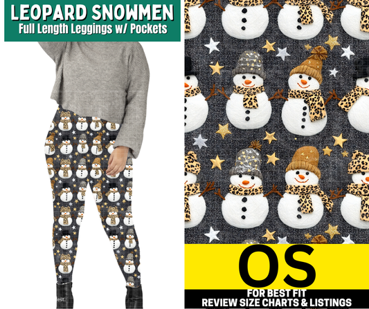 Leopard Snowmen Full Length Leggings w/ Pockets