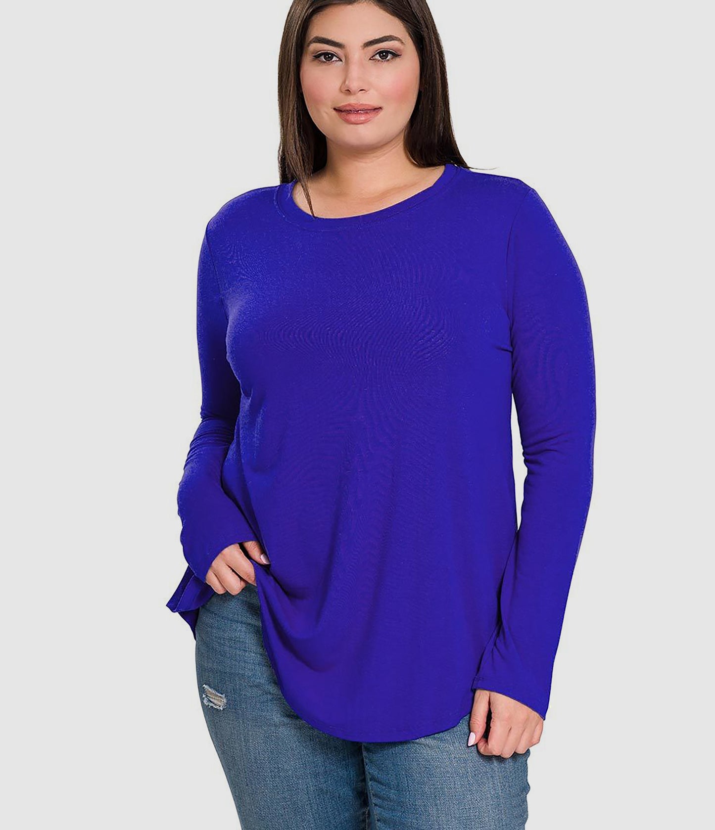 RTS - Long Sleeve Round Neck Top - Blue