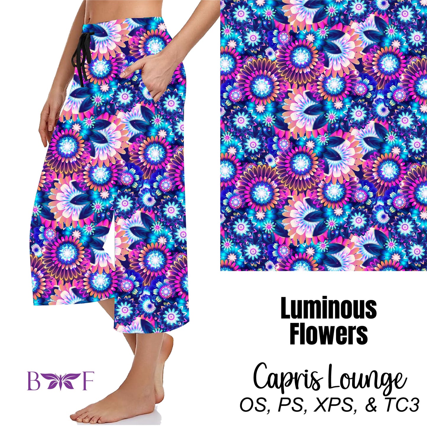 Luminous Flowers Leggings, biker shorts