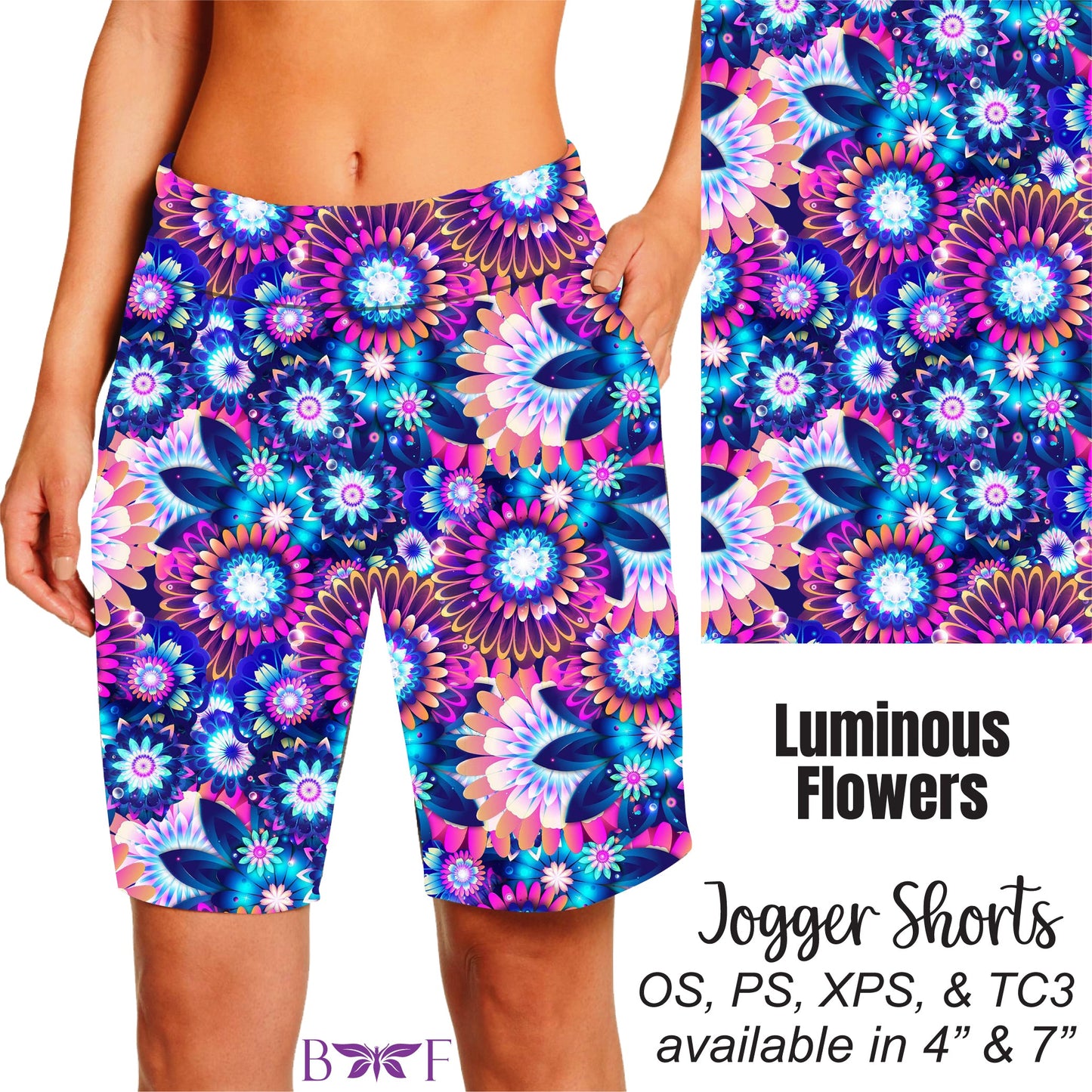 Luminous Flowers Leggings, biker shorts