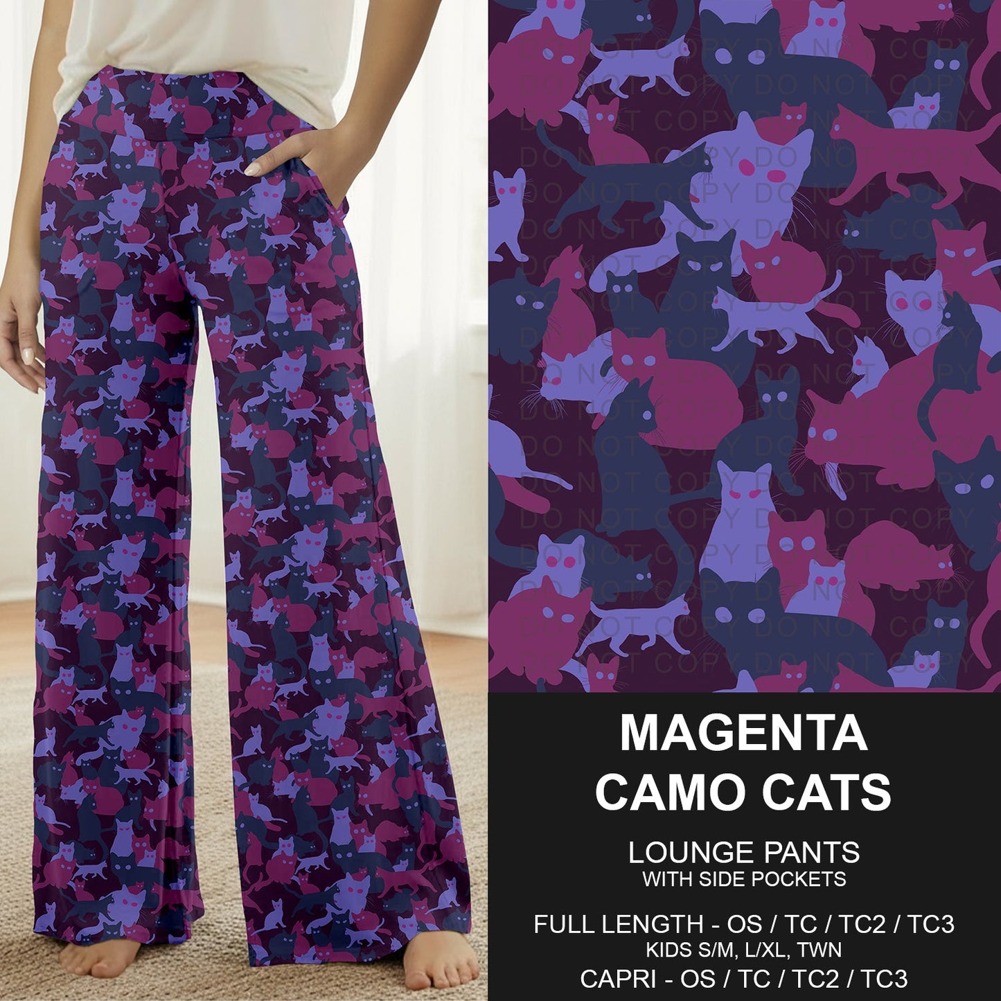 B310 - Preorder Magenta Camo Cats Lounge Pants (Closes 8/30. ETA: late Oct.)