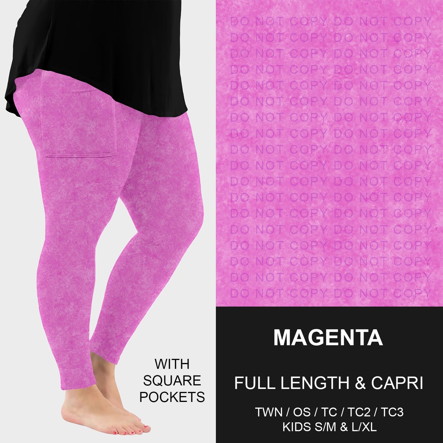 B280 - Preorder Magenta Leggings w/ Pockets (Closes 3/22. ETA: late May)