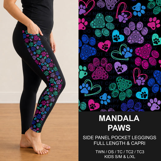 B300 - Preorder Mandala Paws Side Panel Pocket Leggings (Closes 7/15. ETA: mid Sept.)