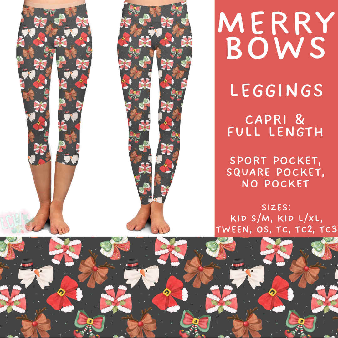 Batch #595 - Christmas Spirit 2 - Closes 10/7 - ETA early Dec - Merry Bows Full and Capri Length Leggings