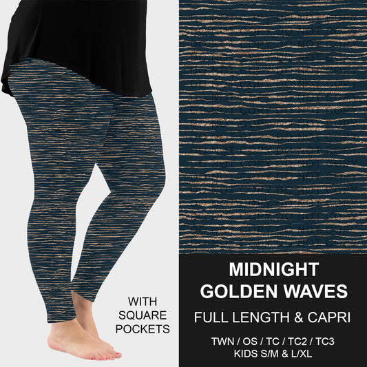 B316 - Preorder Midnight Golden Waves Leggings w/ Pockets (Closes 10/11. ETA: mid Dec.)