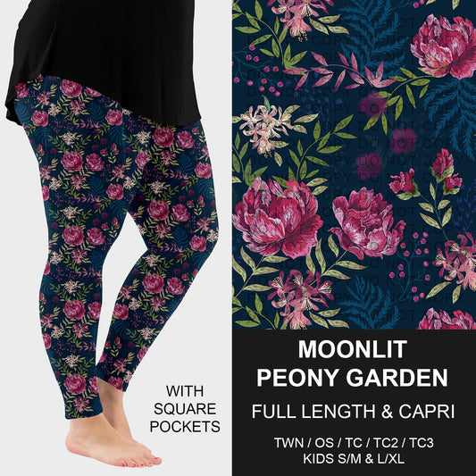 B282 - Preorder Moonlit Peony Garden Leggings w/ Pockets (Closes 3/29. ETA: early June)