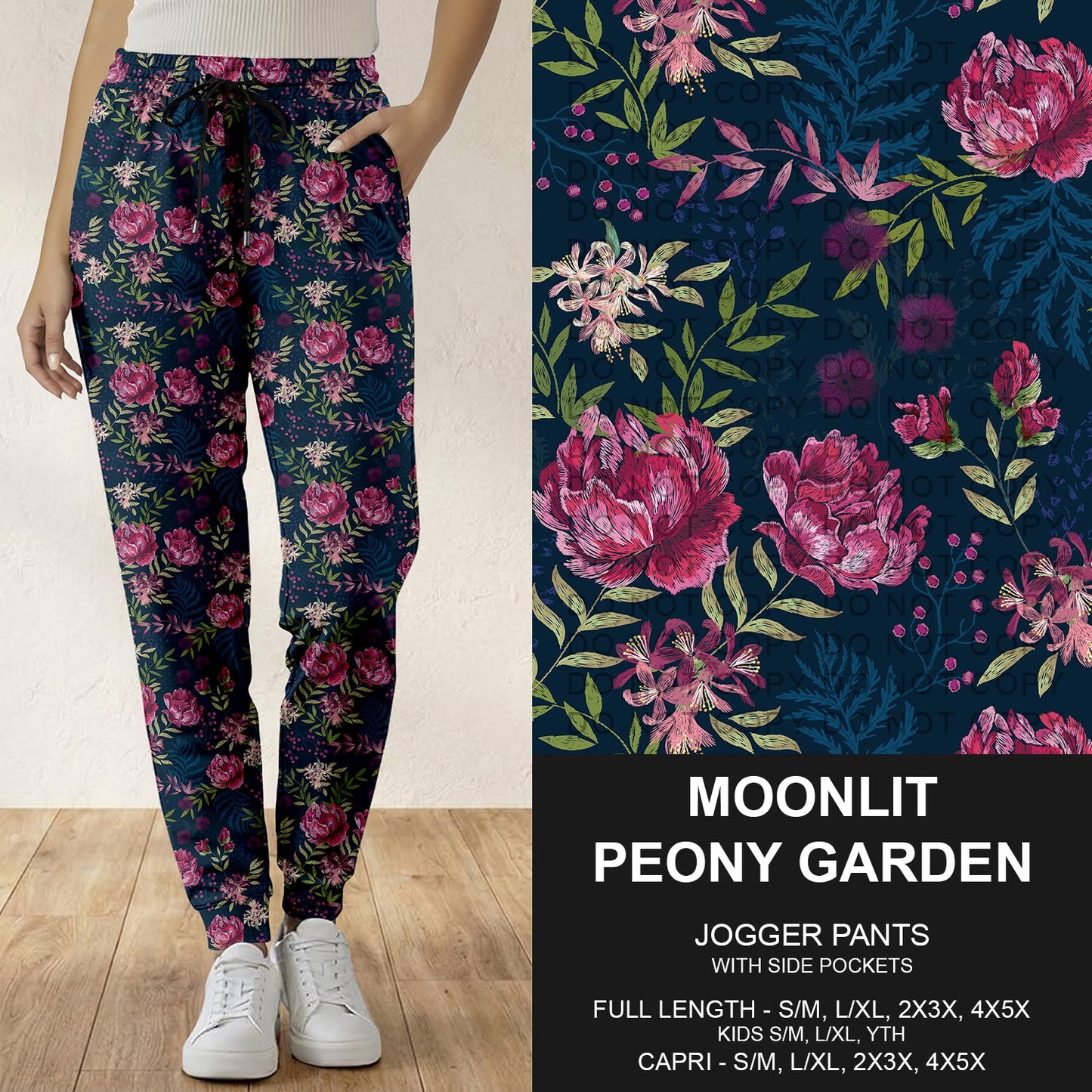 B282 - Preorder Moonlit Peony Garden Joggers (Closes 3/29. ETA: early June)