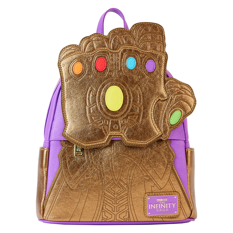 LoungeFly MARVEL SHINE THANOS GAUNTLET MINI BACKPACK ETA AUG