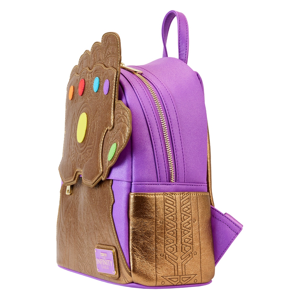 LoungeFly MARVEL SHINE THANOS GAUNTLET MINI BACKPACK ETA AUG