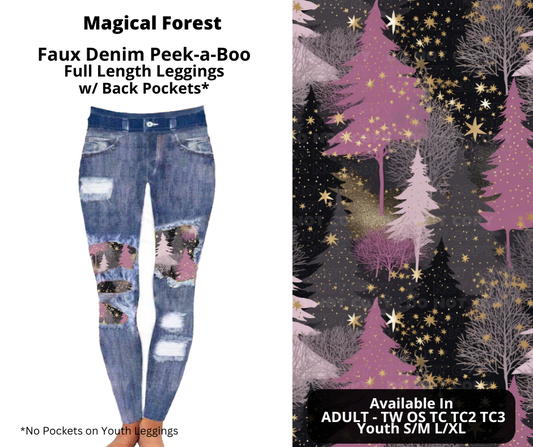 Magical Forest Faux Denim Full Length Peekaboo Leggings