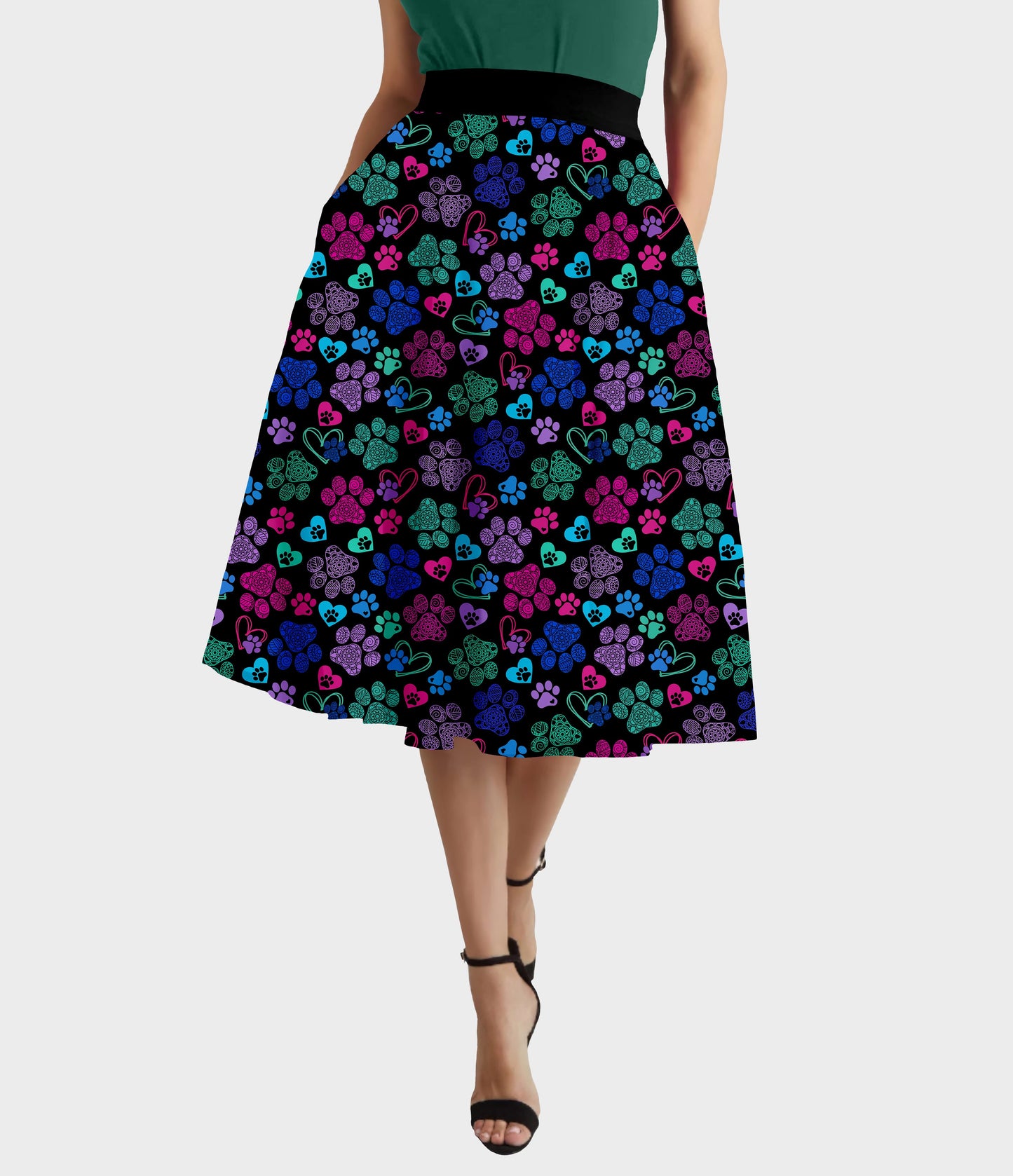 RTS - Mandala Paws Swing Skirt w/ Pockets