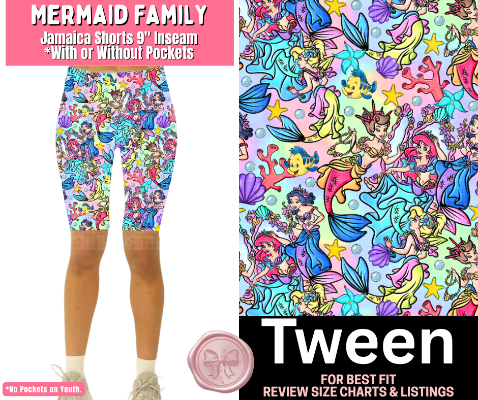Mermaid Family Jamaica Shorts w/ Pockets