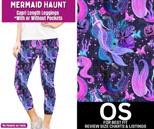 Mermaid Haunt Capri Length Leggings w/ Pockets