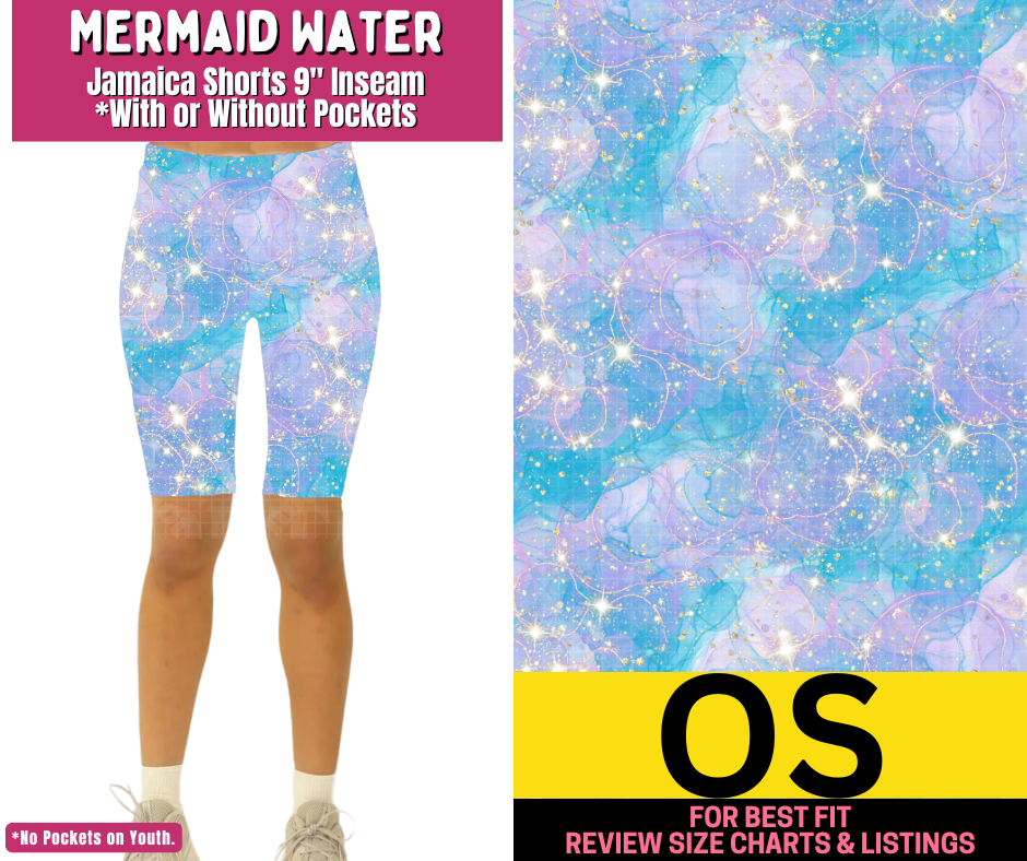 Mermaid Water Jamaica Shorts w/ Pockets