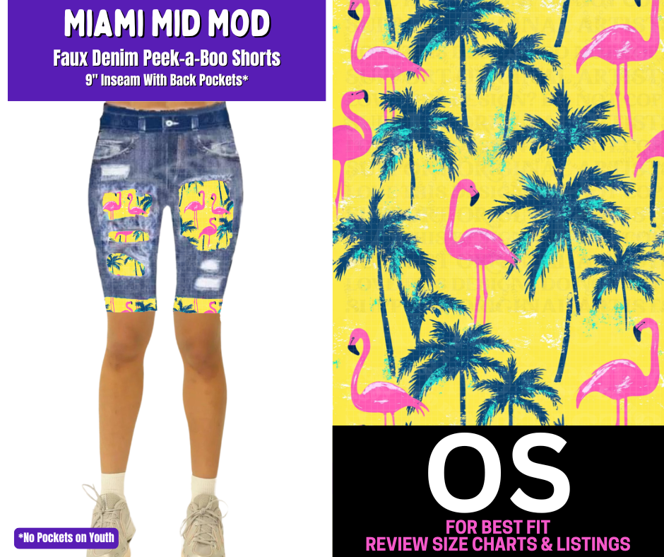 Miami Mid Mod Faux Denim Peekaboo Jamaica Shorts