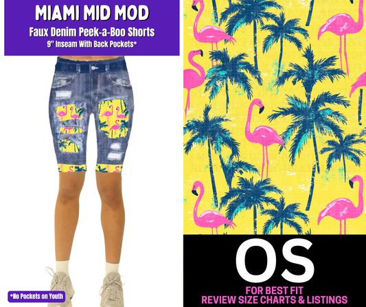 Miami Mid Mod Faux Denim Peekaboo Jamaica Shorts